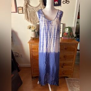 Soft surroundings purple and White Tie-Dye Maxi Dress